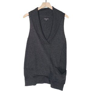 Eileen Fisher Merino Cowl Neck‎ Sweater XS Charcoal Grey Sleeveless Tunic
